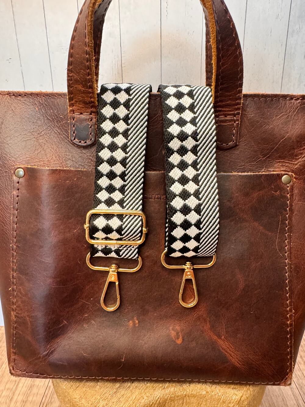 Black White Checkered Purse Strap Crossbody Bag Strap NEW! Boho Bag Strap